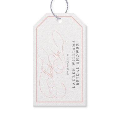 Elegant Pink Calligraphy Bridal Shower Thank You Gift Tags