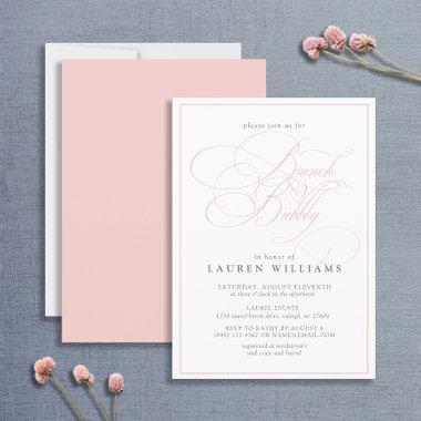 Elegant Pink Calligraphy Formal Brunch & Bubbly