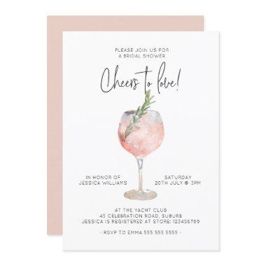 Elegant Pink Cheers to Love Bridal Shower Invitations