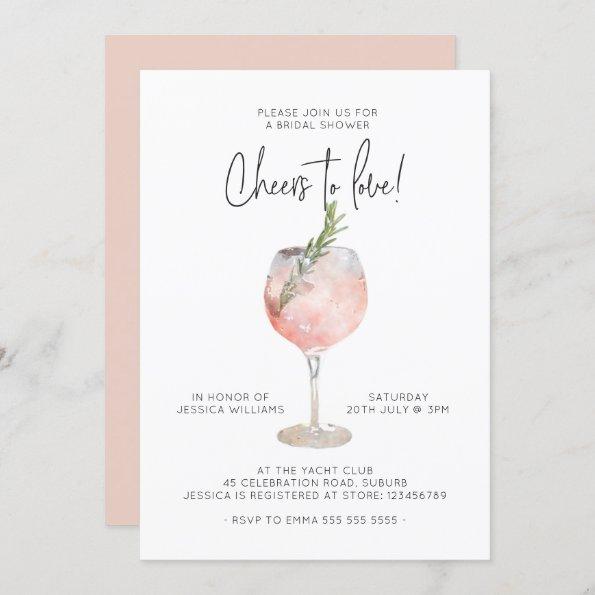 Elegant Pink Cheers to Love Bridal Shower Invitations
