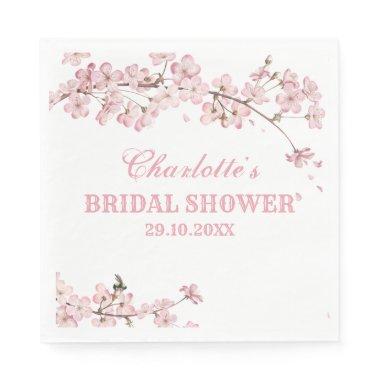 Elegant Pink Cherry Blossom Bridal Shower Napkins