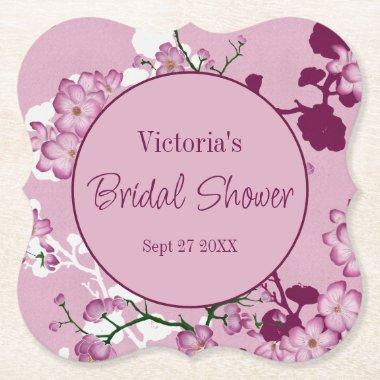 Elegant Pink Cherry Blossoms  Paper Coaster