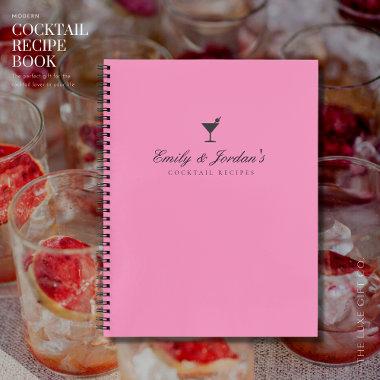 Elegant Pink Couples Blank Cocktail Recipe Book