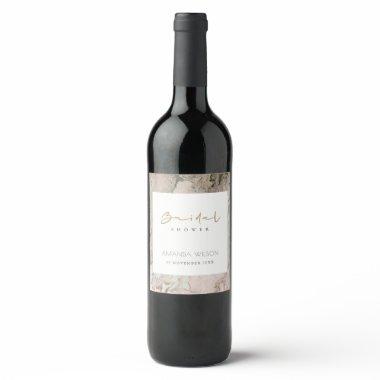 ELEGANT PINK DUSKY ROSE GOLD AGATE   WINE LABEL