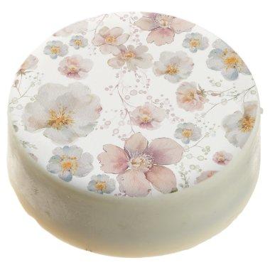 Elegant Pink Dusty Blue Flower  Chocolate Covered Oreo