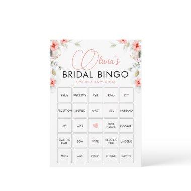 Elegant Pink Eucalipt Wildflowers Bingo Game