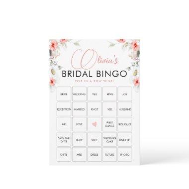 Elegant Pink Eucalipt Wildflowers Bingo Game Invitations