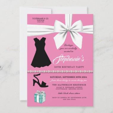 Elegant Pink Fashion Tiffany Birthday Invitations
