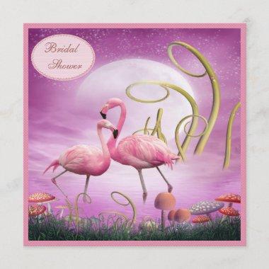Elegant Pink Flamingos Bridal Shower Invitations