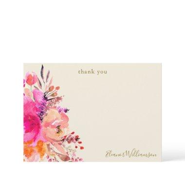 Elegant Pink Floral Bridal Shower Custom Thank You