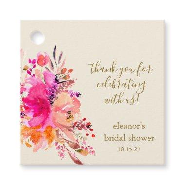 Elegant Pink Floral  Custom Thank You Favor Tags