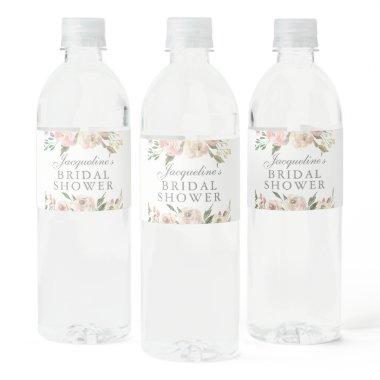 Elegant Pink Floral  Custom Water Bottle Label