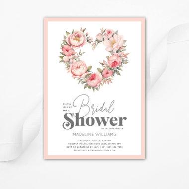 Elegant Pink Floral Bridal Shower Invitations