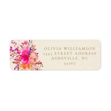 Elegant Pink Floral Bridal Shower Return Address Label