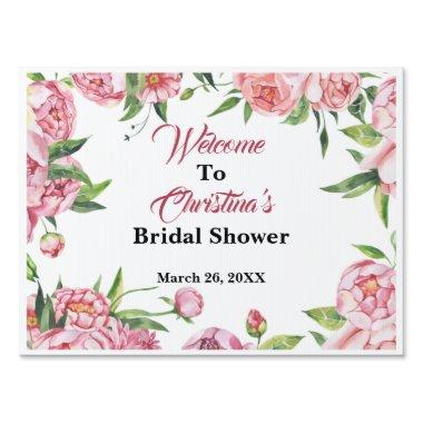 Elegant Pink Floral Bridal Shower Yard Sign