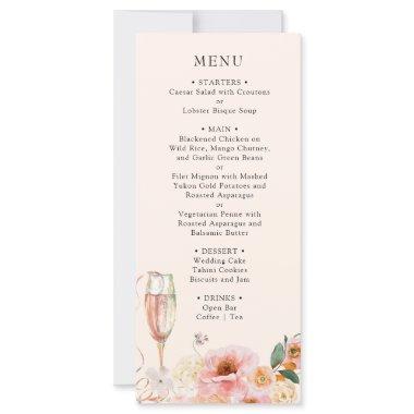 Elegant Pink Floral Champagne  Menu