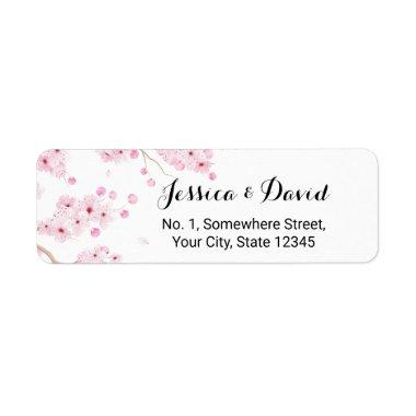 Elegant Pink Floral Cherry Blossom Label