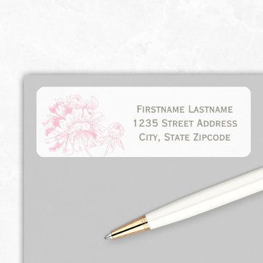 Elegant Pink Floral Peony Wedding Return Address Label