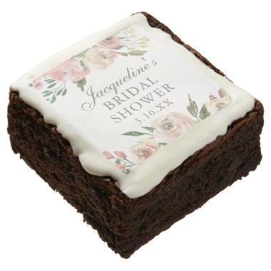 Elegant Pink Floral Personalized  Brownie
