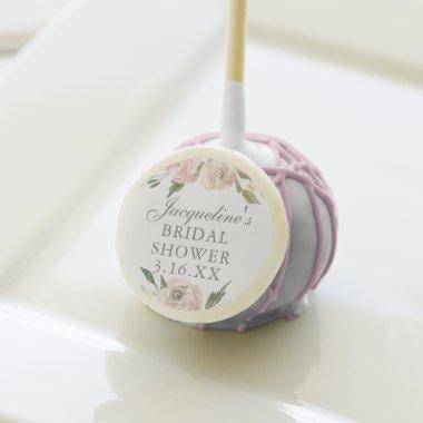 Elegant Pink Floral Personalized Bridal Shower Cake Pops