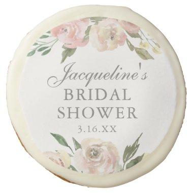 Elegant Pink Floral Personalized  Sugar Cookie