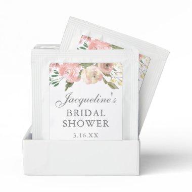 Elegant Pink Floral Personalized Bridal Shower Tea Bag Drink Mix