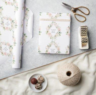 Elegant Pink Floral Personalized  Wrapping Paper