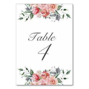 Elegant Pink Floral Quinceañera Table Number