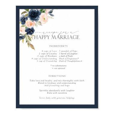 Elegant Pink Floral Recipe for a Happy Marriage Poster