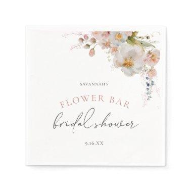 Elegant Pink Flower Bar Floral Bridal Shower Napkins