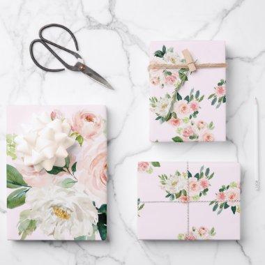Elegant Pink Flower Bouquets Wrapping Paper Sheets