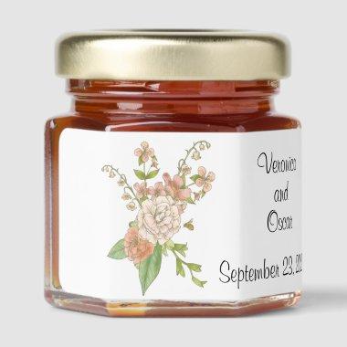 Elegant Pink Garden Bouquets Honey Jar Favors