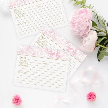 Elegant Pink Gold Floral Peony Wedding Recipe Enclosure Invitations