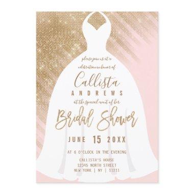 Elegant Pink Gold Glitter Dress