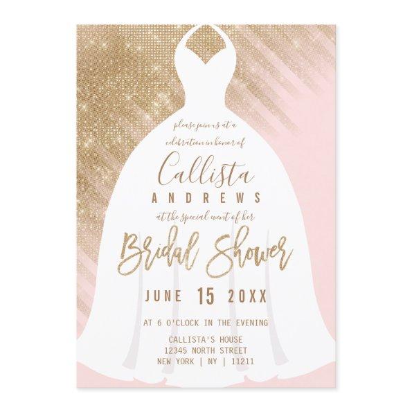 Elegant Pink Gold Glitter Dress