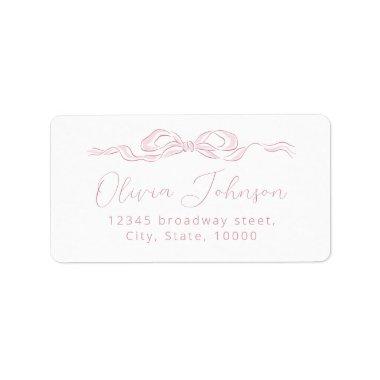 Elegant Pink Hand Drawn Bow Return Address Label