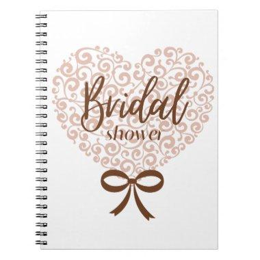 elegant pink heart bridal shower notebook