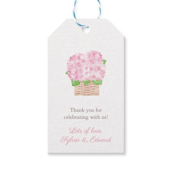 Elegant Pink Hydrangea Al Fresco Bridal Shower Gift Tags