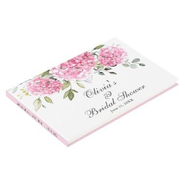 Elegant Pink Hydrangea Eucalyptus Bridal Shower Guest Book