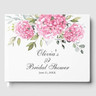Elegant Pink Hydrangea Eucalyptus  Guest Book