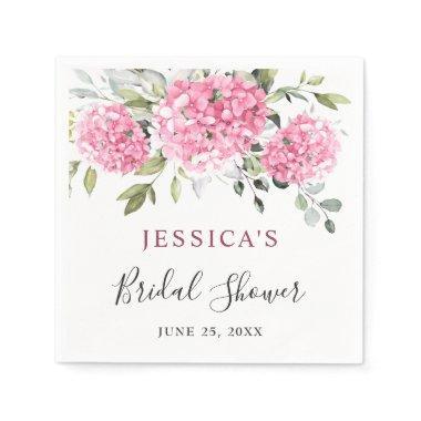 Elegant Pink Hydrangea Eucalyptus  Napkins