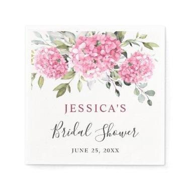 Elegant Pink Hydrangea Eucalyptus Bridal Shower Napkins