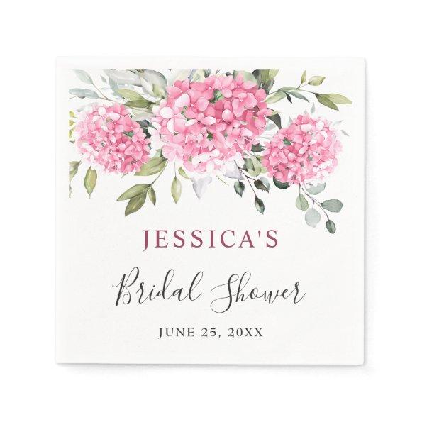 Elegant Pink Hydrangea Eucalyptus  Napkins