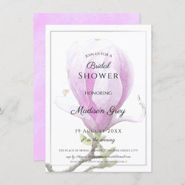 Elegant Pink Magnolia Bridal Shower Invitations