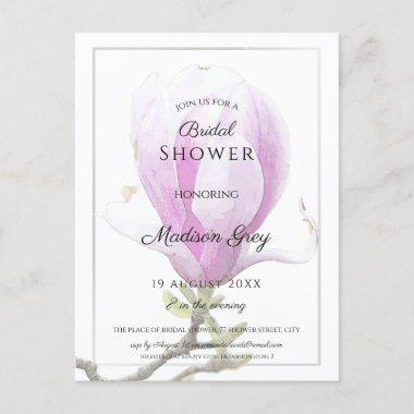 Elegant Pink Magnolia Bridal Shower Invitation PostInvitations