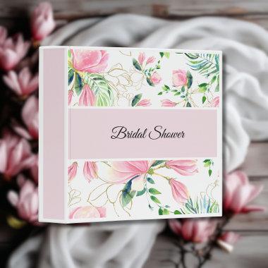 Elegant Pink Magnolia Watercolor  3 Ring Binder