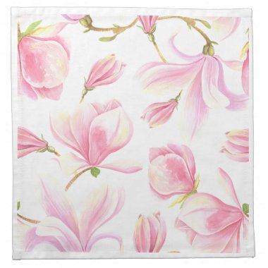 Elegant Pink Magnolia Watercolor Bridal Shower Cloth Napkin