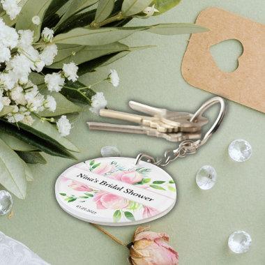 Elegant Pink Magnolia Watercolor  Keychain