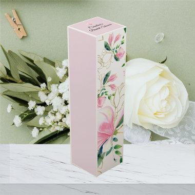 Elegant Pink Magnolia Watercolor Bridal Shower Wine Box
