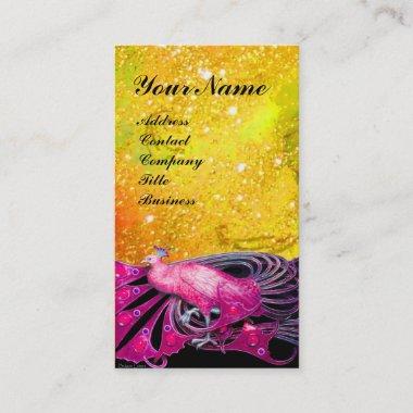 ELEGANT PINK PEACOCK JEWEL IN GOLD SPARKLES BUSINESS Invitations
